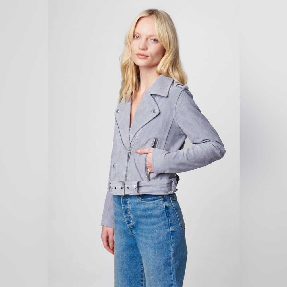 Blank NYC Cloud Grey Suede Moto Jacket size L